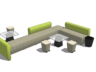 现代异形沙发，<em>公共</em>座椅su草图模型下载