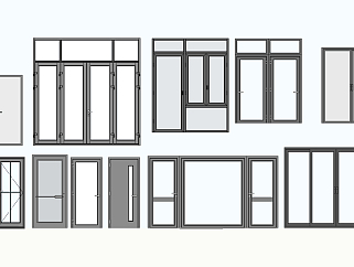 現代玻璃門建筑窗戶su草圖模型下載