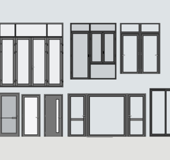 现代玻璃门建筑窗户su草图模型下载
