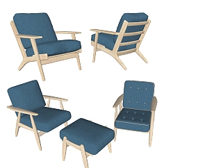 13丹麦 Getama 北欧现代休闲椅，su草图模型下载