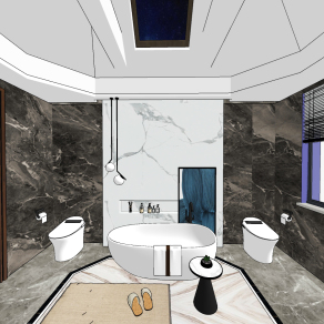 现代酒店卫生间浴室su草图模型下载