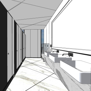 现代公用卫生间su草图模型下载