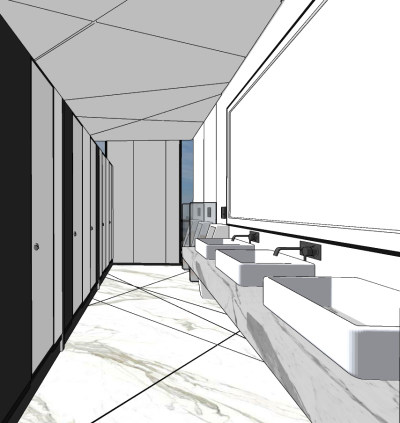 现代公用卫生间su草图模型下载