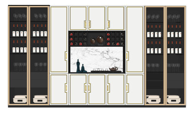 新中式轻奢酒柜su草图模型下载