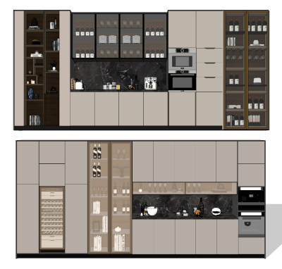 现代轻奢酒柜su草图模型下载