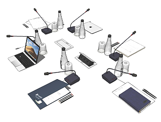 现代笔记本，电脑，麦克风,会议室设备