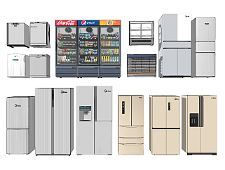 现代<em>冰箱</em>，冰柜，冷藏柜su草图模型下载