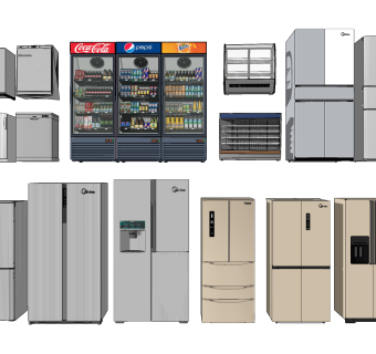 现代冰箱，冰柜，冷藏柜su草图模型下载