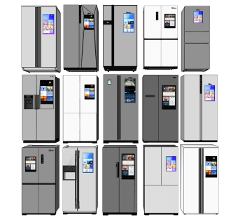 现代智能冰箱,su草图模型下载