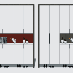 现代时尚鞋柜，书籍，饰品摆件su草图模型下载