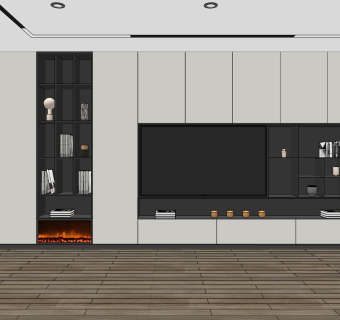 现代一体式电视背景墙