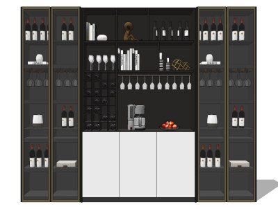 现代轻奢酒柜su草图模型下载