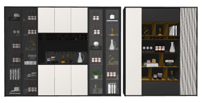现代多功能酒柜,su草图模型下载