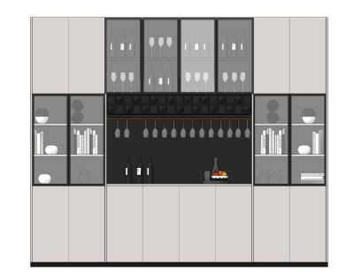 现代酒柜su草图模型下载