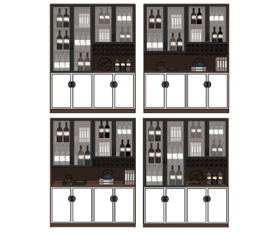 新中式轻奢酒柜su草图模型下载