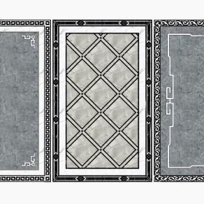 现代拼花瓷砖,石材拼花圈边花线su草图模型下载