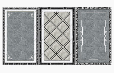 现代拼花瓷砖,石材拼花圈边花线su草图模型下载