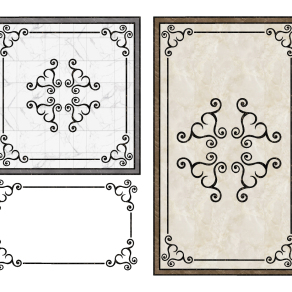 欧式大理石拼花瓷砖,石材拼花圈边花线su草图模型下载
