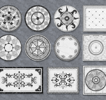 欧式拼花瓷砖,组合su草图模型下载