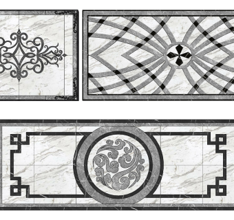 新中式大理石拼花瓷砖su草图模型下载