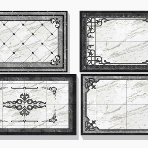 新中式大理石拼花瓷砖su草图模型下载