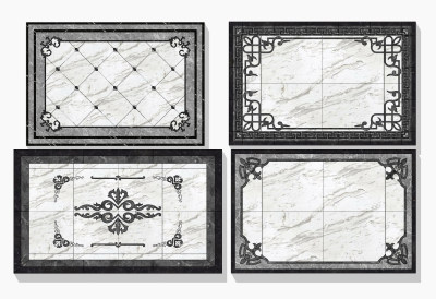 新中式大理石拼花瓷砖su草图模型下载