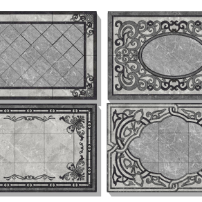 大理石石材拼花，地面圈边su草图模型下载