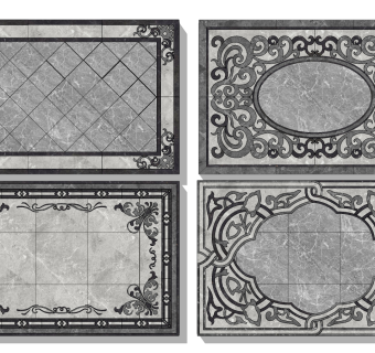 大理石石材拼花，地面圈边su草图模型下载