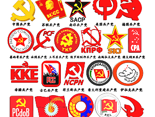 现代世界各国共产党徽章su草图模型下载