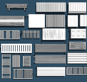 现代暖气片取暖器,散热器su草图模型下载