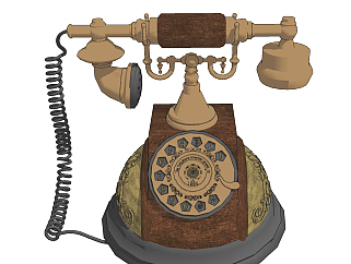 欧式古典电话座机，su草图模型下载