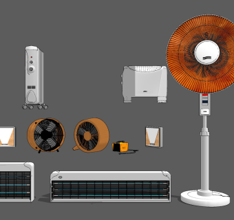 现代灭蚊器，电热扇，电器su草图模型下载