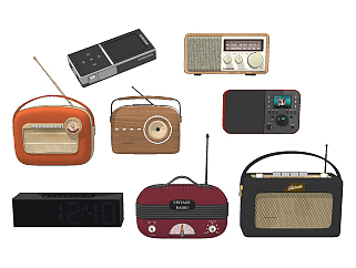 现代复古收音机,蓝牙音箱su草图模型下载