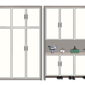 新中式鞋柜,衣柜,饰品摆件su草图模型下载