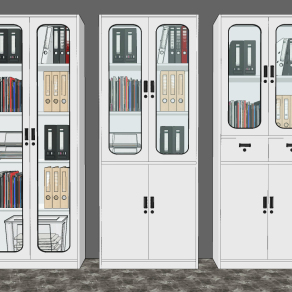 现代办公文件柜，铁皮柜su草图模型下载