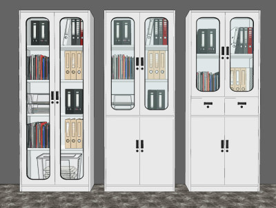现代办公文件柜，铁皮柜su草图模型下载