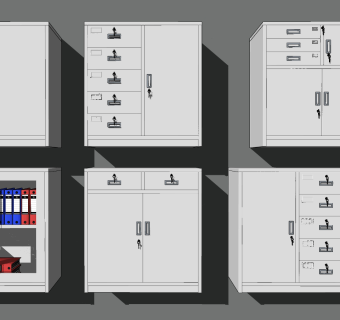现代文件柜档案柜su草图模型下载