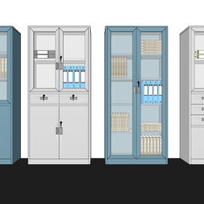 现代文件柜档案柜,铁皮柜su草图模型下载