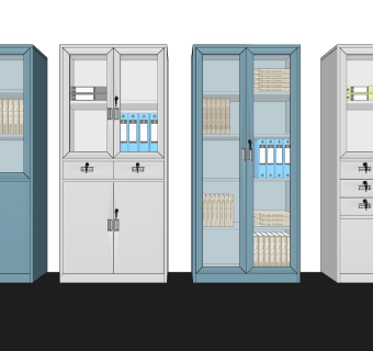 现代文件柜档案柜,铁皮柜su草图模型下载