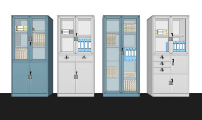现代文件柜档案柜,铁皮柜su草图模型下载