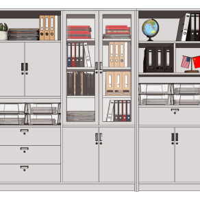 现代办公室铁皮文件柜,su草图模型下载