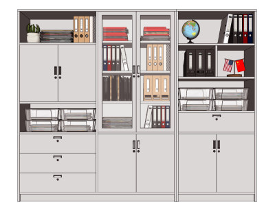 现代办公室铁皮文件柜,su草图模型下载