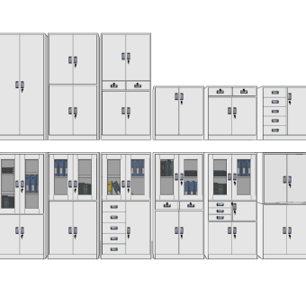 现代铁皮文件柜,档案柜su草图模型下载