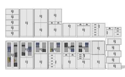 现代铁皮文件柜,档案柜su草图模型下载