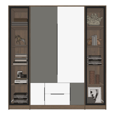 现代装饰柜，书柜su草图模型下载