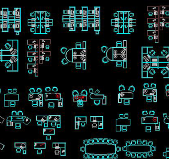CAD平面图库家具办公桌椅会议桌图库家居3D模型