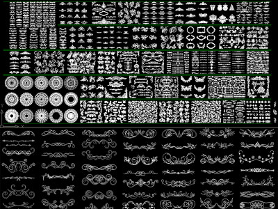欧式花纹花边CAD雕花图库大全3D模型