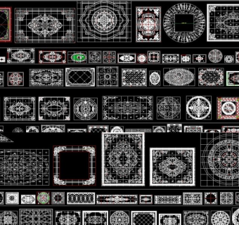 大理石水刀拼花图案中式法式欧式花纹地拼3D模型