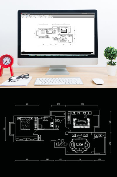 CAD两室一厅平面布局