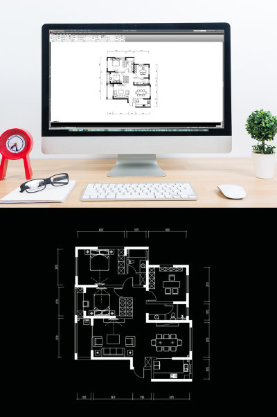 三室两厅户型平面方案CAD